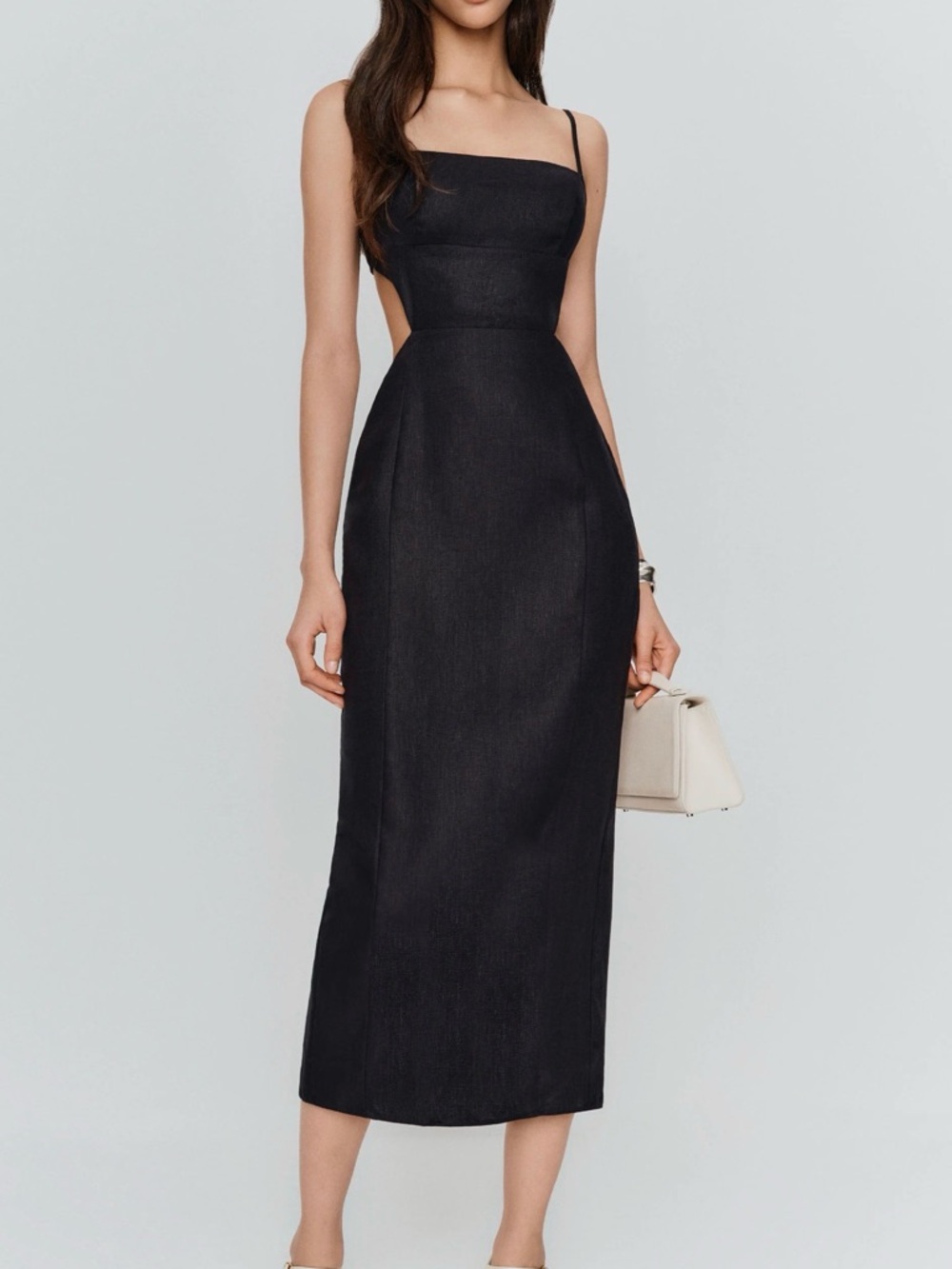 Reformation Asher Linen Dress Black - Size 6